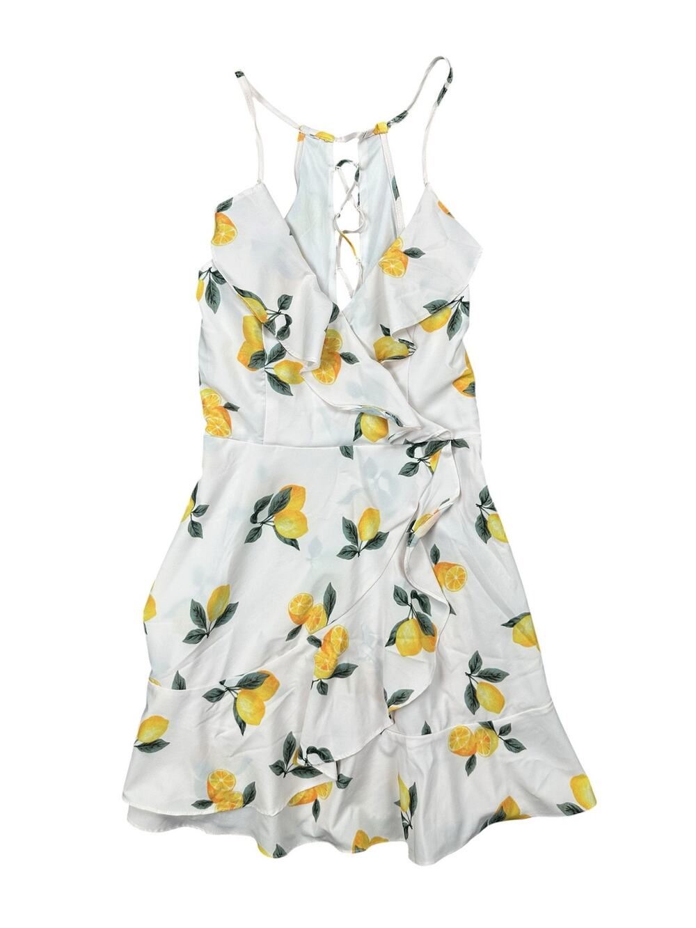 Azbro Lemon Print Dress Light Blush Pink — Size Small
